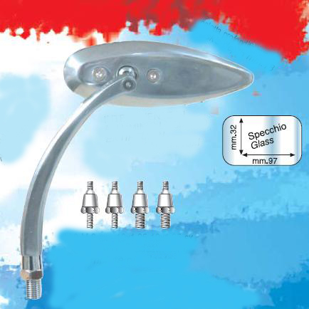 Mirror universal (left/right) alumiNIUm polished (set of adapters) FAR FAR1331