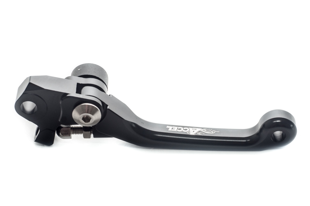 ACCEL výklopná brzdová páčka YAMAHA YZF 250 07-26, YZF 450 08-26, YZ125/250 08-26, KAWASAKI KXF`13-20 barva černá