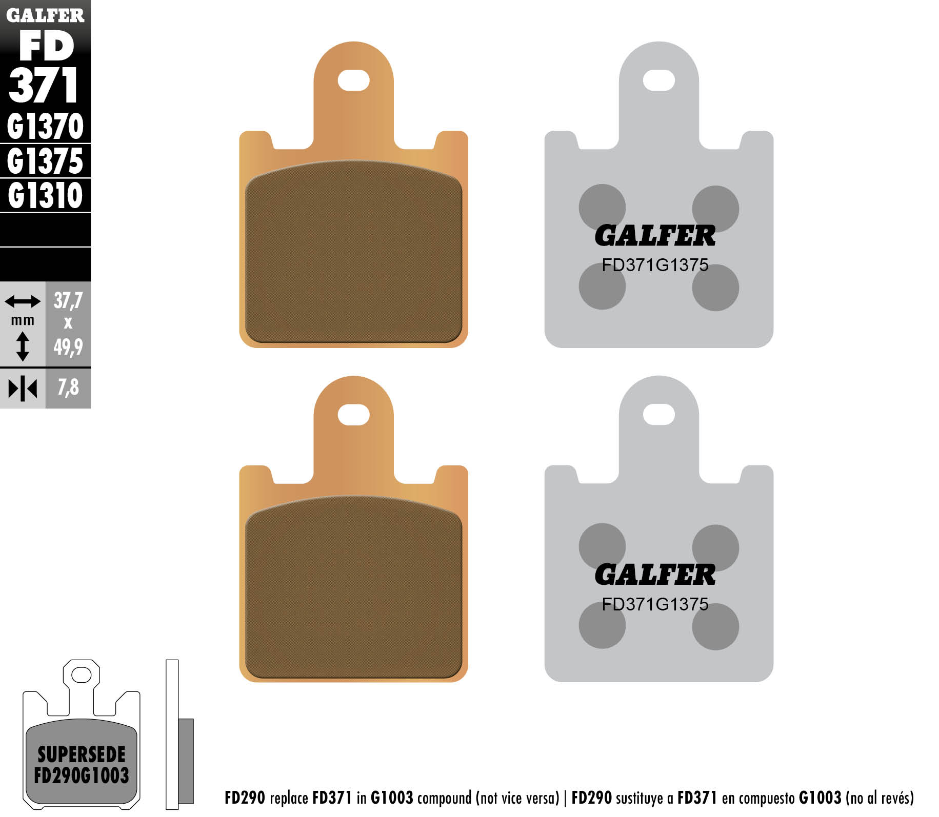 Brake pads GALFER FD371G1375 (KH417/4)