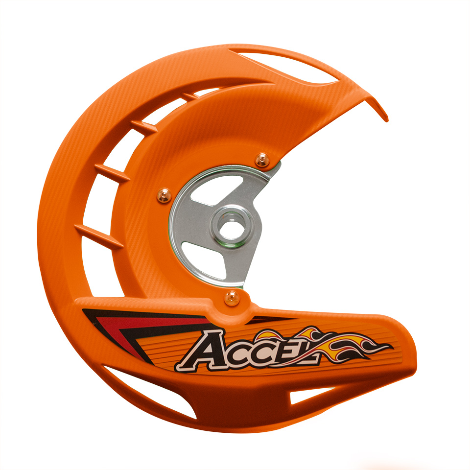 ACCEL kryt brzdového kotouče přední KTM SX/SXF 03-14, EXC, EXCF 03-15 barva oranžová (FDG-05OR) (ACCEL kryt brzdového kotouče přední KTM SX/SXF)