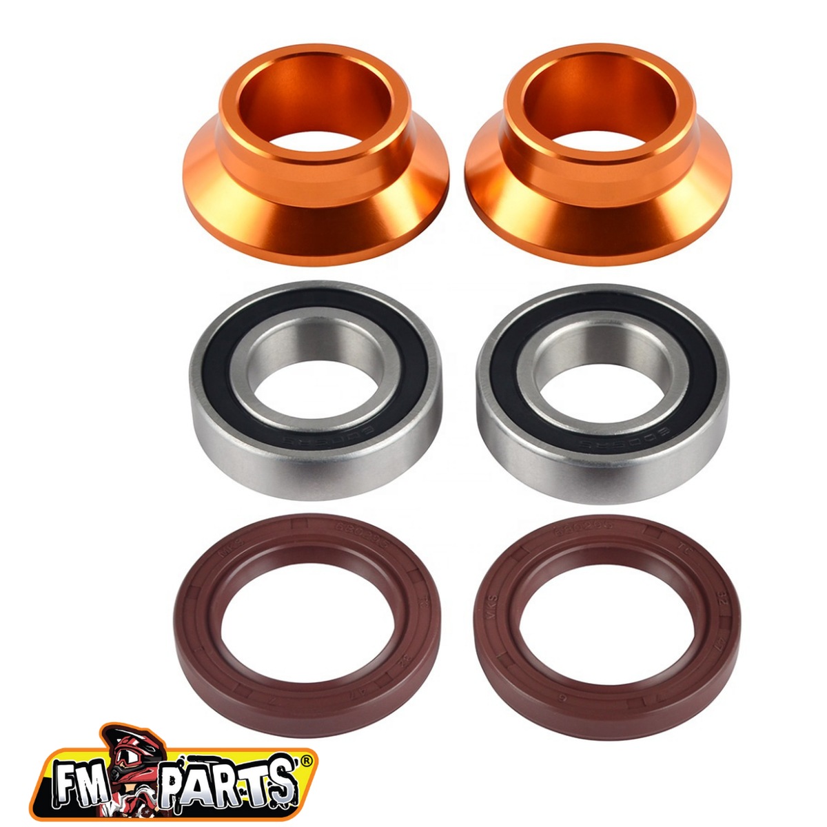 FM-PARTS ložiska zadního kola s těsnícími prvky a rukávy KTM / HUSQVARNA / GAS GAS 03-23 (osa 20mm) barva černá (FM-PARTS ložiska zadního kola s)