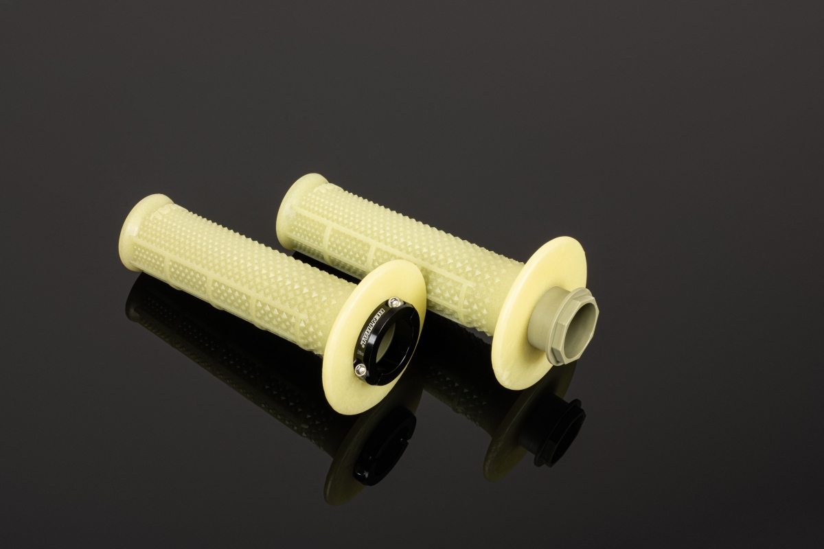 RENTHAL gripy MX R-WORKS LOCK-ON ARAMID (TAPERED) barva krémová
