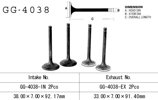 Intake valve VESRAH GG-4038-IN