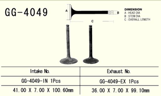Intake valve VESRAH GG-4049-IN