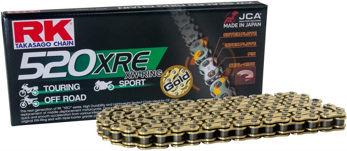 RK drive chain GB520XRE-114 (XW-RING) rivet connecting link (CLF) kit color gold (engine: up to 800 ccm)