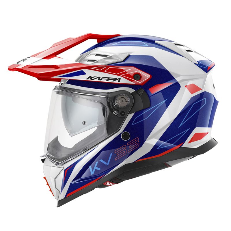 KAPPA helmet KV33 GRAPHIC WIZZARD ENDURO DUAL OFF ROAD with visor and peak cover color white red blue size 58 / M (homologation ECE 22R06)