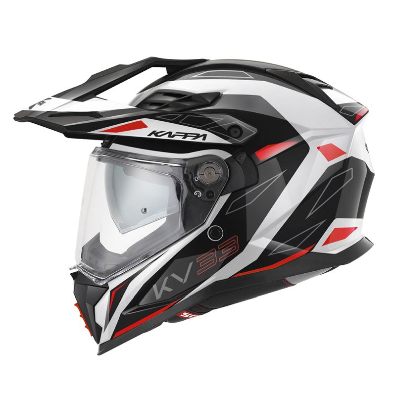 KAPPA helmet KV33 GRAPHIC WIZZARD ENDURO DUAL OFF ROAD with visor and peak cover color black white red size 63 / XXL (homologation ECE 22R06)