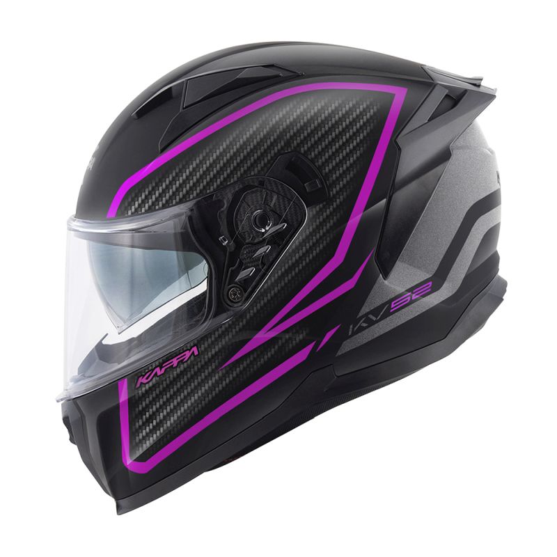 KAPPA přilba KV52 KRONOS integrální s hledím barva černá titanová fuchsiová MAT carbon look velikost 54 / XS (homologace ECE 22R06)