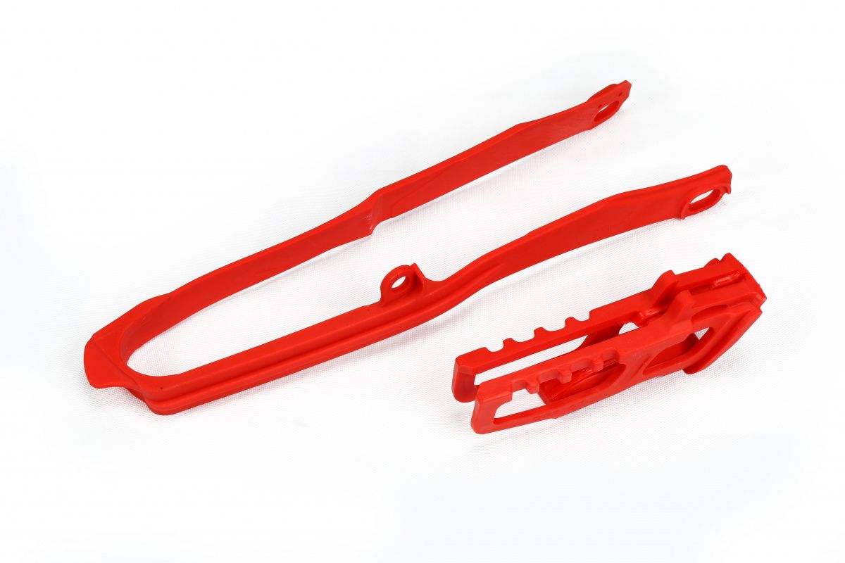 UFO komplet kluzák + vodítko řetězu HONDA CRF 250R/RX 18-21, CRF 450R/RX 17-18, barva červená