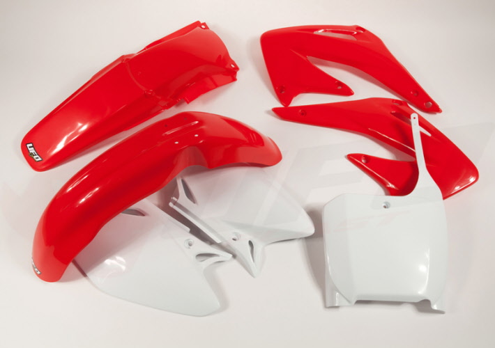 UFO kompletní sada plastů HONDA CRF 450 R 02-03 barva OEM (červená/bílá) (HO106E999)