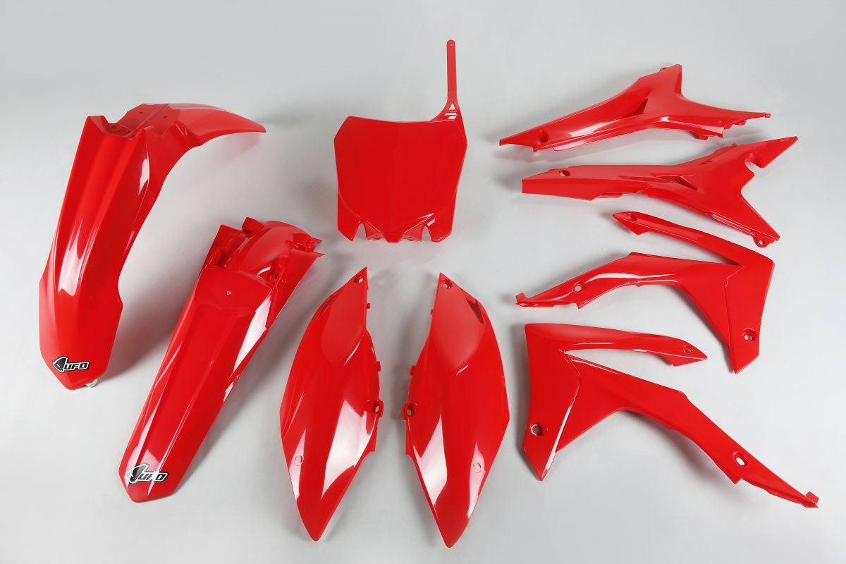 UFO kompletní sada plastů HONDA CRF 250R 14-17, CRF 450R 13-16 s kryty vzduchového filtru barva červená