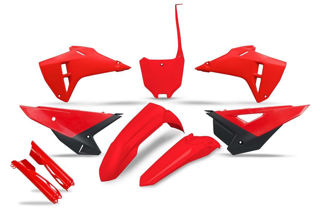 UFO complete plastic kit (FULL KIT) with shock covers HONDA CRF 250R / 450R 25-26 color OEM (red / black)