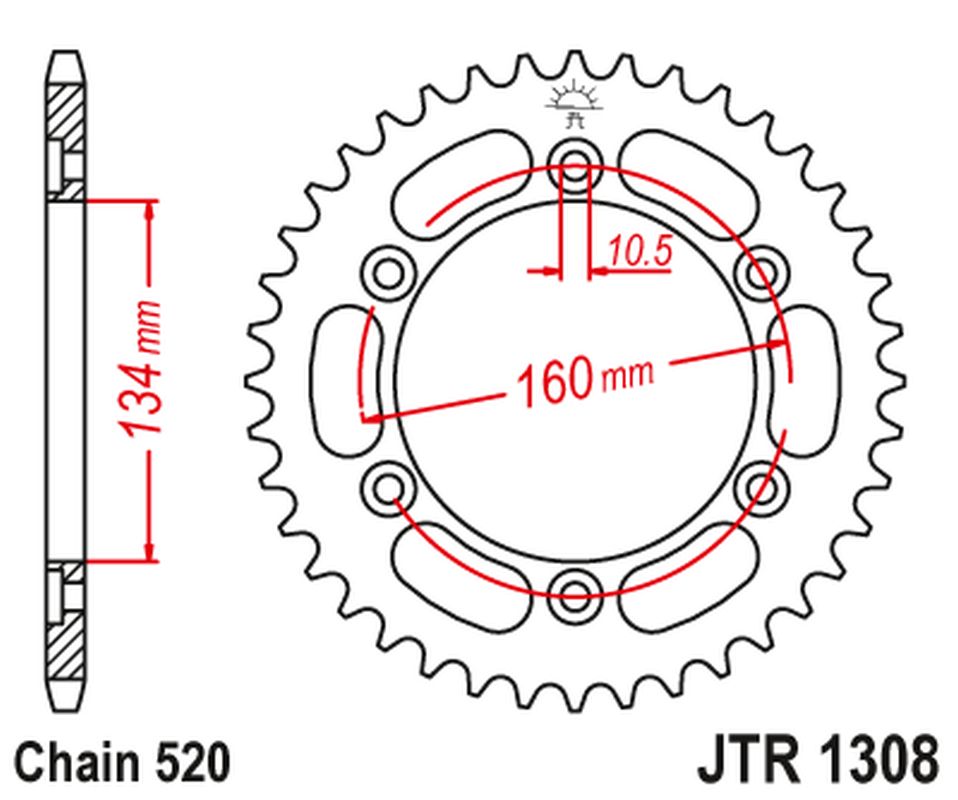 JT rozeta 4400 43 hliníková HONDA CBR 600/900/929/954/1000 (440043JTA) (řetěz 520) barva černá