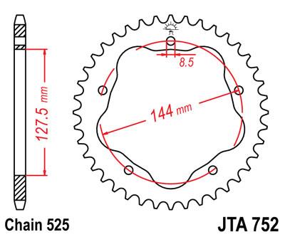 JT rozeta 4320 39 hliníková DUCATI 796/848/1100 (432039JT) (řetěz 525) barva černá