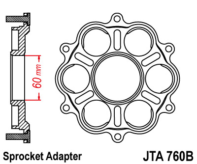 Jt adapter gear wheel rearstrada 1200, diavel 1198 (JTA760B)