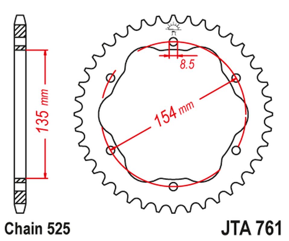 JT rozeta hliníková (ergal) DUCATI 1098/R /S 07-09, STREETFIGHTER 1099 09-13, 1198R/S 09-11, 1199 PANIGALE 12-15, 1299 PANIGALE 15-19, PANIGALE V4S 18-21, MONSTER 1200 14-20 (řetěz 525)