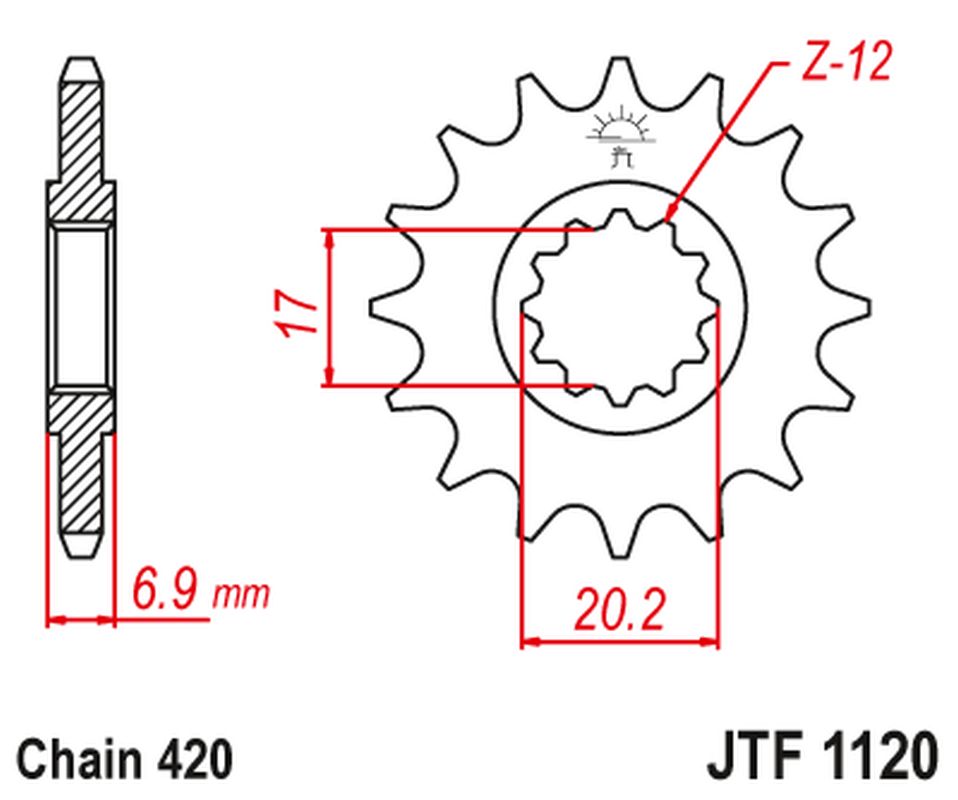 JT ozubené kolo 600M15 silniční AM6 (JTF1120,15) (JTF1120.15)