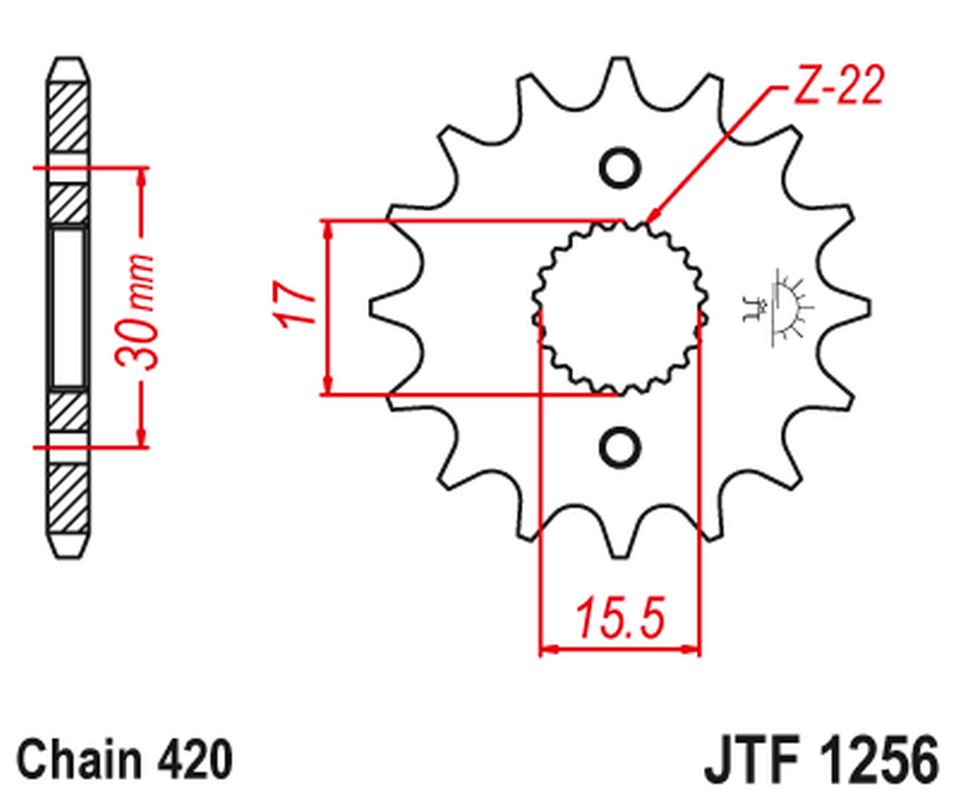 JT řetězové kolo přední 332 16 HONDA CRF 50F 04-12, XR 50 00-03 (33216JT) (řetěz 420)