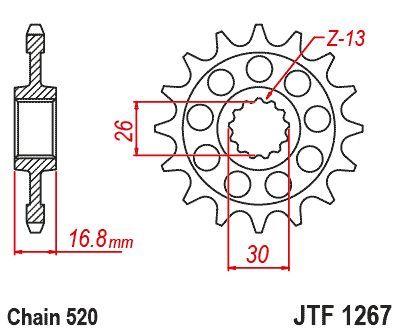 JT řetězové kolo přední 347 16 HONDA CB 750 HORNET 23-25, XL 750 TRANSALP 23-25 (347M16) (řetěz 520)