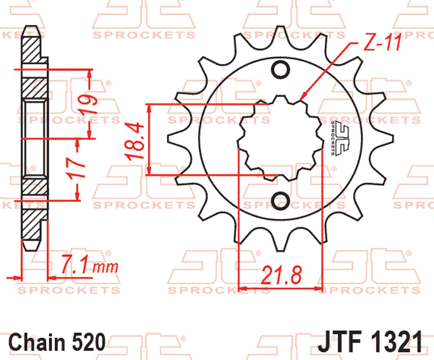 JT řetězové kolo přední 2067 14 HONDA CRF 250 13-21, CRF 300 21-25, CBF 250 R 11-19, CB 300 F / R 15-25, CBR 300 R 14-22, cmX 300 REBEL 17-25, CF MOTO NK 250 17-25, SR 250 21-25, NK 300 19-25 (206714JT) (řetěz 520)