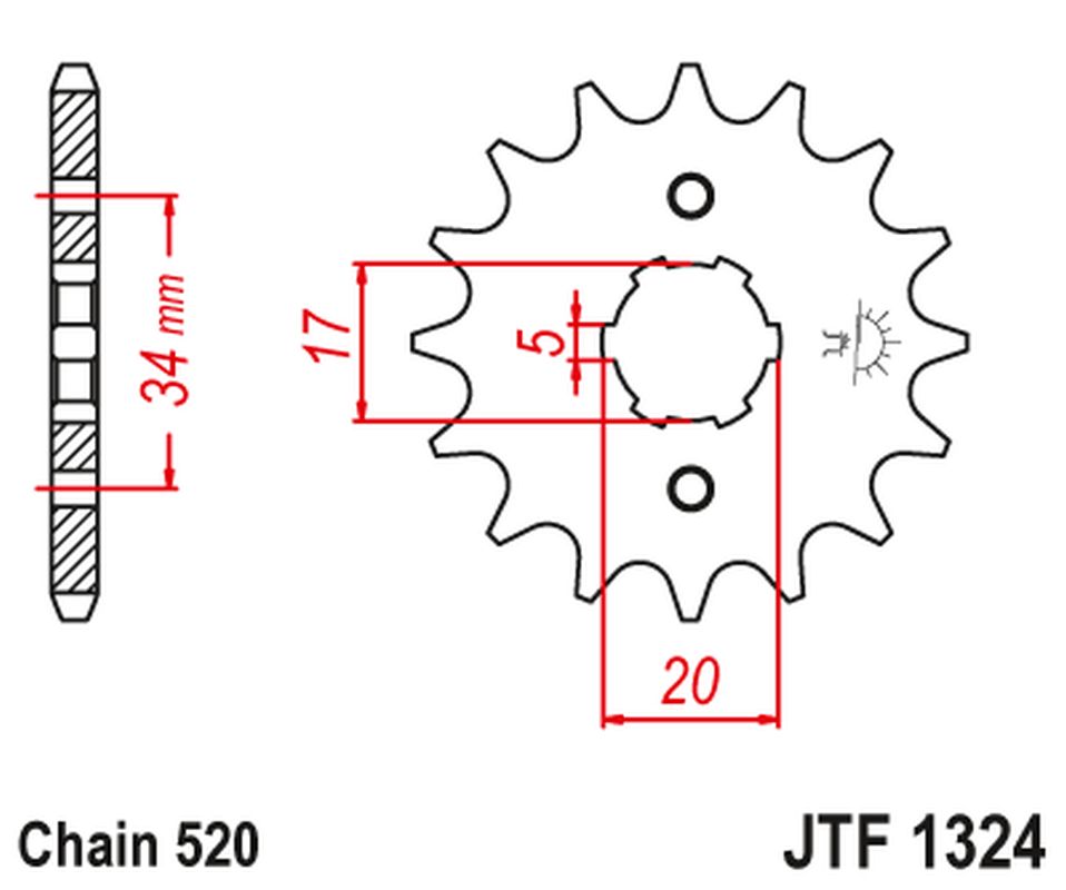 JT řetězové kolo přední 2060 12 HONDA CRF 230 03-15 TRX 200 SX FOUTRAX 86-88 90-97 (206012JT) (řetěz 520) (JT řetězové kolo přední 2060 12 HONDA CRF)