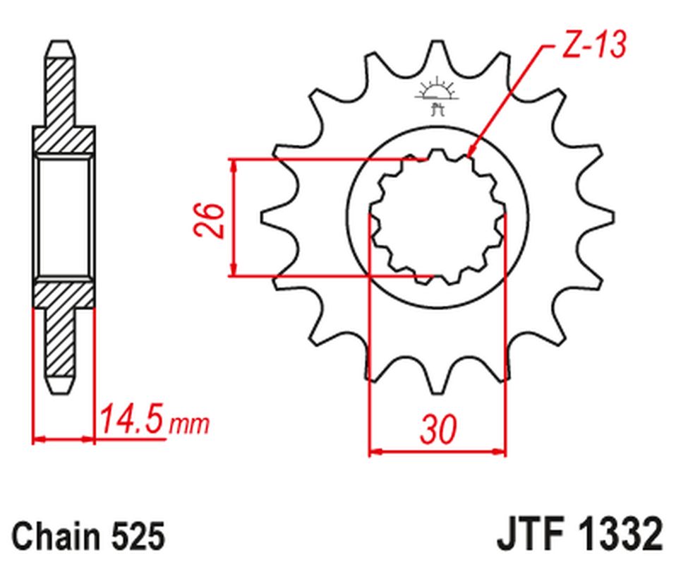 JT řetězové kolo přední 2047 17 HONDA CB 750F2 92-00 (204717JT) (řetěz 525)