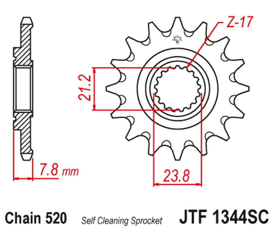 JT řetězové kolo přední 2320 13 HONDA CRF 250R 18-23 samočistící (232013JTSC) (řetěz 520)
