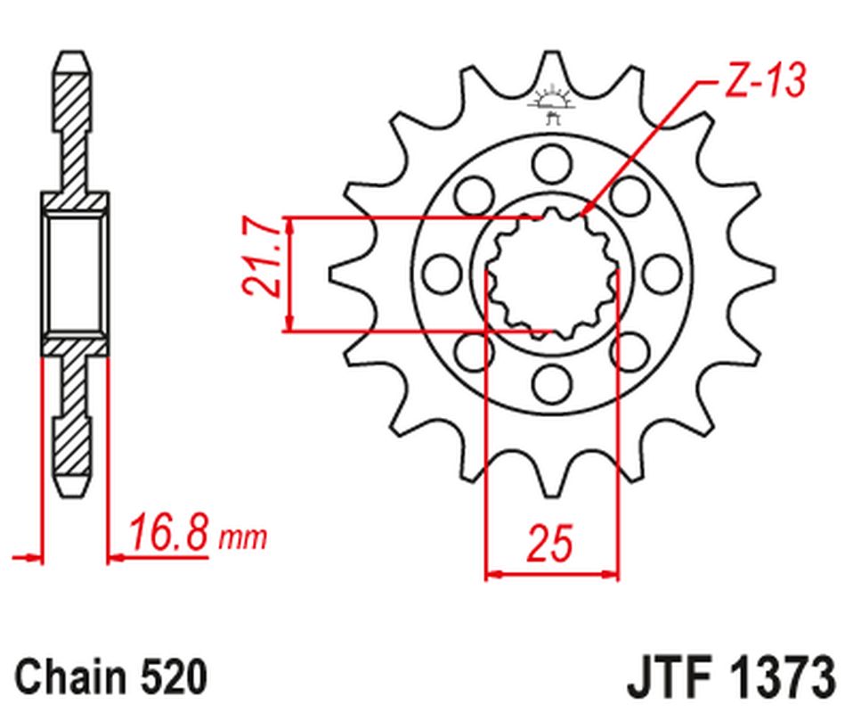JT řetězové kolo přední 2042 15 HONDA NC 750X/S/DCT 14-15, INTEGRA 750 DCT 14-15 (204215JT) (řetěz 520) (-1)