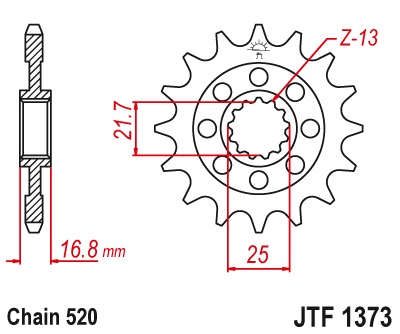 JT řetězové kolo přední 2042 16 s gumou HONDA NC 700S/X 12-13, INTEGRA 700D 12-13 (JTF1373.16RB)* (řetěz 520)