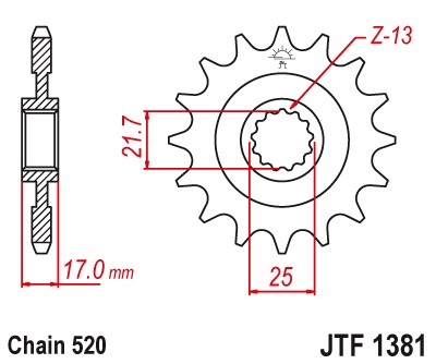 JT řetězové kolo přední 2042 16 s gumou HONDA CB 500F/X 13-15, CBR 500R 13-15 (204216JTRB) (řetěz 520)