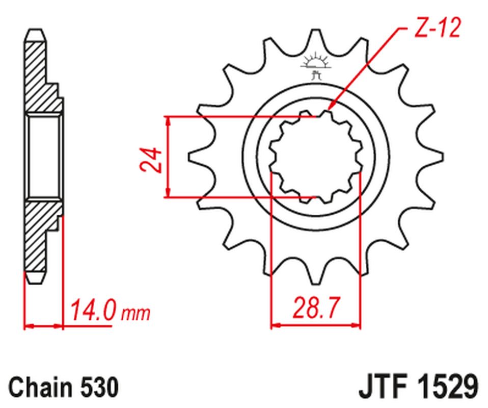 JT řetězové kolo přední 2077 17 KAWASAKI ZRX 1100/1200 97-06 (207717JT) (řetěz 530) (JT řetězové kolo přední 2077 17 KAWASAKI ZRX 1100/1200 97-06)