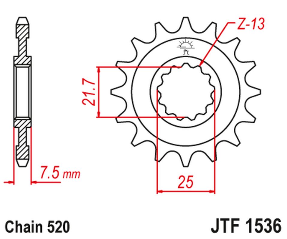 JT řetězové kolo přední 585 15 KAWASAKI ZX-6R/RR 07-17, YAMAHA XTZ 750 90-98 (58515JT) (řetěz 520)