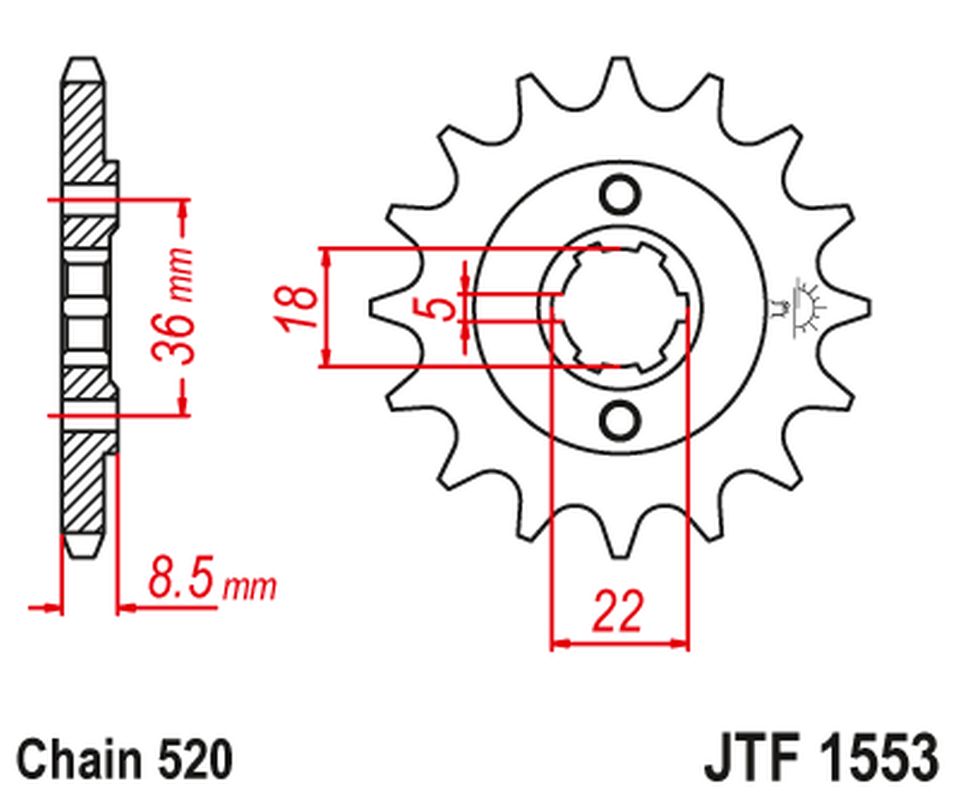 Sprocket front JT SPROCKETS JTF1553.15 (japan, 205215jt)