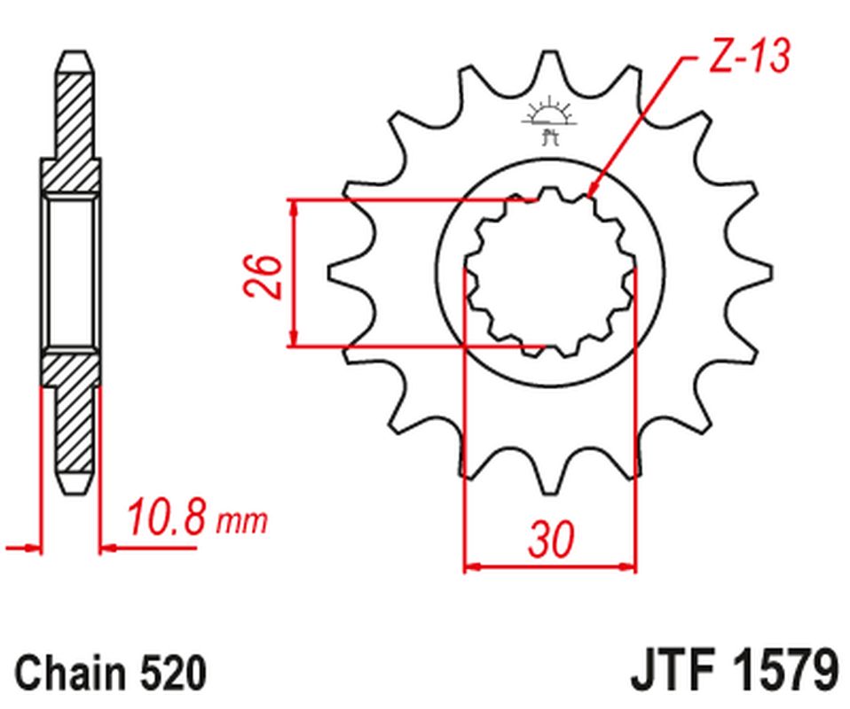 JT řetězové kolo přední 579M 17 YAMAHA YZF R1 98-21, FZ-1 10-15 (579M17JT) (řetěz 520) konverze