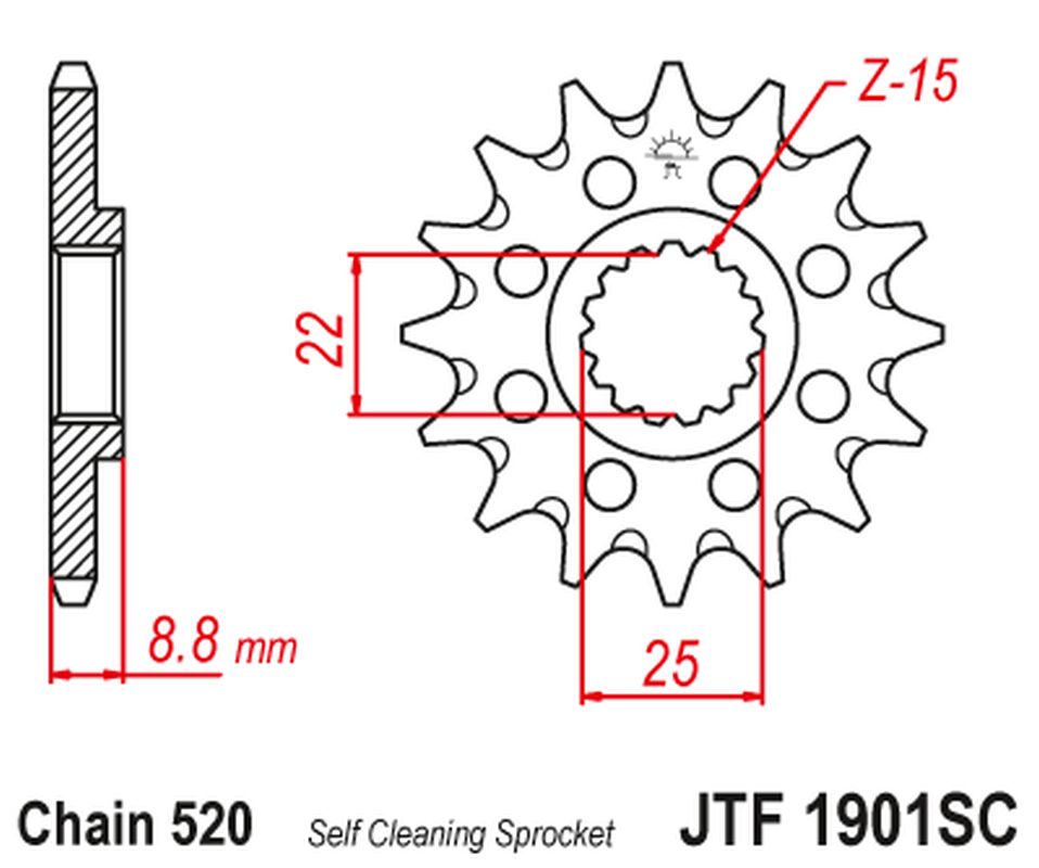 JT řetězové kolo přední 1248 16 KTM SX/EXC 91-25 samočistící (124816JT) (řetěz 520) (JT řetězové kolo přední 1248 16 KTM SX/EXC 91-25 samočistící)