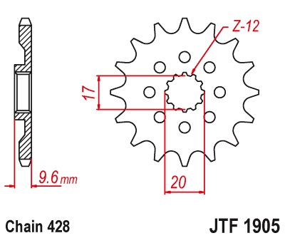 JT řetězové kolo přední 2084 13 KTM SX 85 18-24, HUSQVARNA TC 85 18-24 (JTF1905.13)* (řetěz 428) (JT řetězové kolo přední 2084 13 KTM SX 85 18-24,)