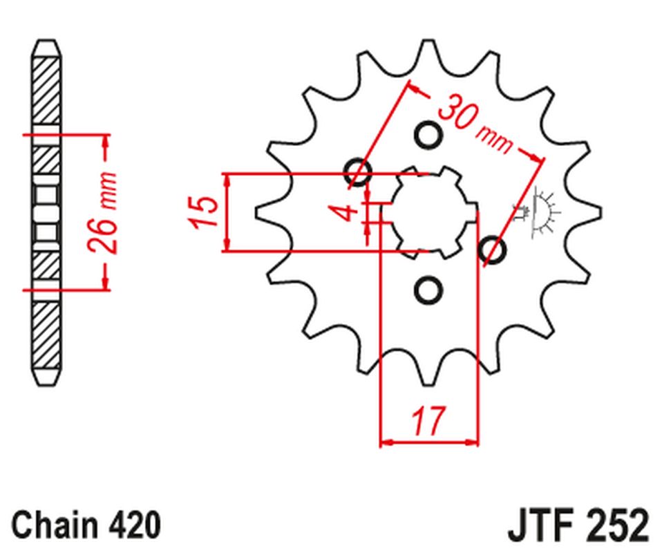 JT řetězové kolečko přední 261 17 HONDA MBX/MTX 50 (26117JT) (řetěz 420)
