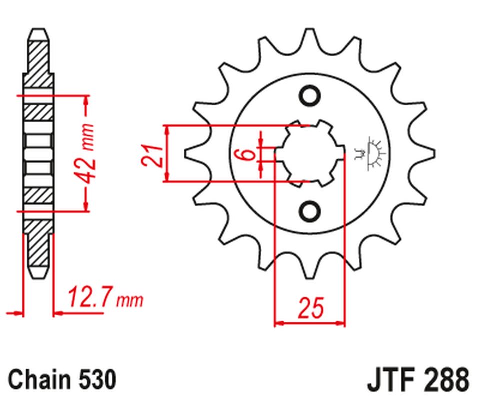 JT řetězové kolečko přední 288 18 HONDA CB 550F/K '75-'80, CBF 750 K1-K6 '71'76 (28818JT) (řetěz 530)