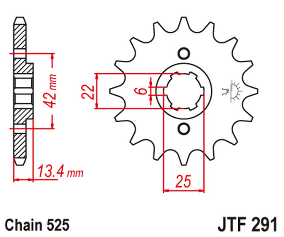 JT řetězové kolo přední 291 17 HONDA CB 450S 86-89 (29117JT) (řetěz 525)