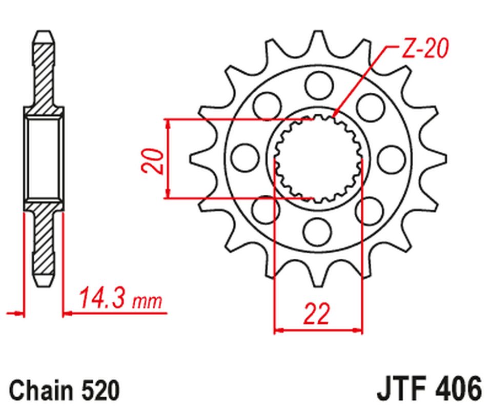 JT ozubené kolo (JTF406.15)* (-1)