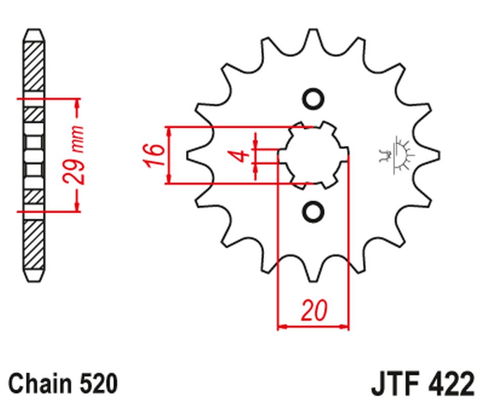 JT řetězové kolo přední 514 14 KAWASAKI KX 125 84-93 (51414JT) (řetěz 520)