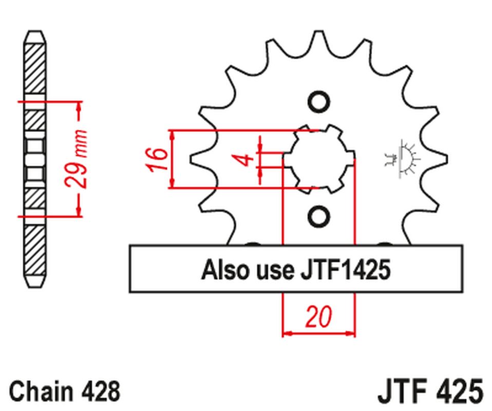 JT řetězové kolo přední 425 17 SUZUKI TS 125R 90-96, RV 125 07-15 (42517JT) (řetěz 428)