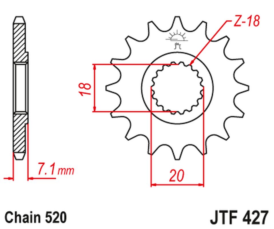 JT řetězové kolo přední 432 11 SUZUKI RM 125 92-07, RMZ 250 10-12 (43211JT) (řetěz 520)