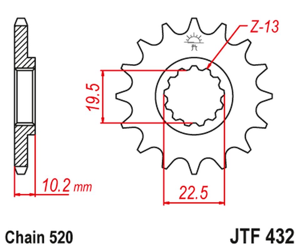 JT řetězové kolo přední 435 12 SUZUKI RM 250 87-12 (43512JT) (řetěz 520)