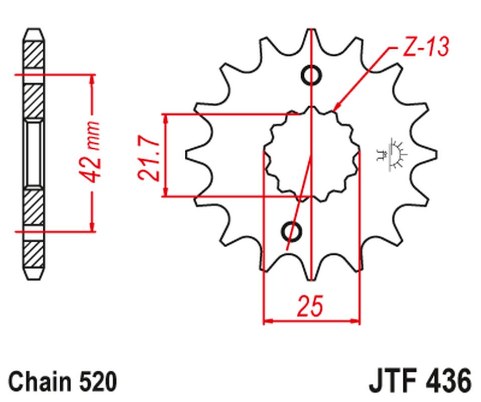 JT řetězové kolo přední 438 14 SUZUKI GSX 400 F 81-86, RG 250 GAmmA 83-88 (43814JT) (řetěz 520) - náhrada za JTF565.14