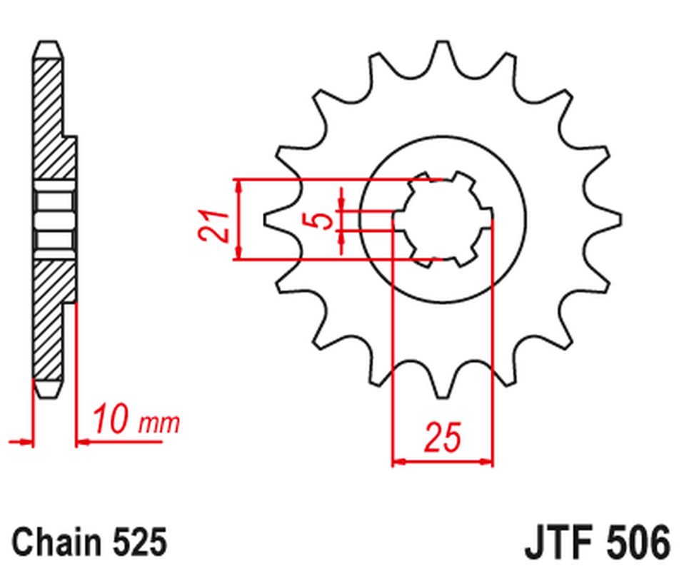 Levně JT řetězové kolo přední 506 14 KAWASAKI S1 250 73-75 KH 250 75-82 (50614JT) (řetěz 525) (JT řetězové kolo přední 506 14 KAWASAKI S1 250 73-75 KH 250)