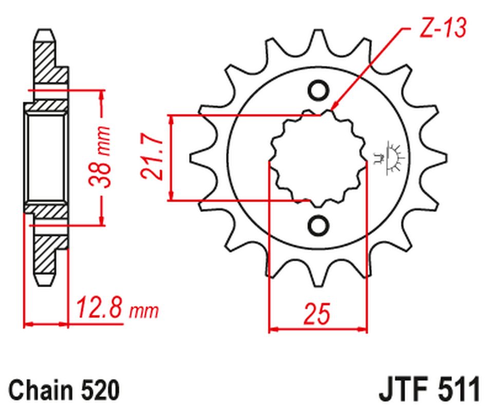 JT řetězové kolo přední 511 14 KAWASAKI KLR 650 90-14 (51114JT) (řetěz 520)