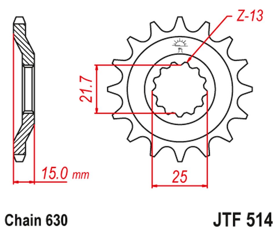 Levně JT řetězové kolo přední 528 15 KAWASAKI GPZ 750 UNITRACK 82-89 (ZX750A1-A5) (52815JT) (řetěz 630) (JT řetězové kolo přední 528 15 KAWASAKI GPZ 750)