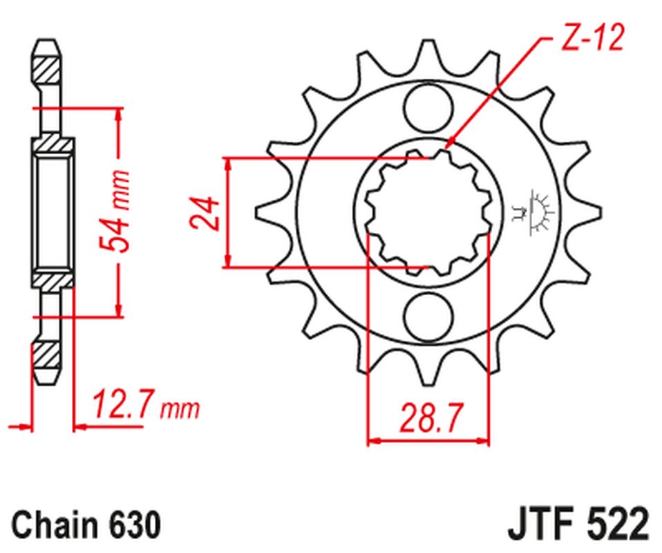 JT řetězové kolo přední 522 15 KAWASAKI s 1000 81-83, GPZ 1100 81-82 s 1100 84-86 (52215JT) (řetěz 630)