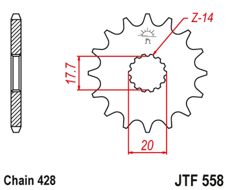 Sprocket front with rubber JT SPROCKETS JTF558.16RB (57716jtrb)